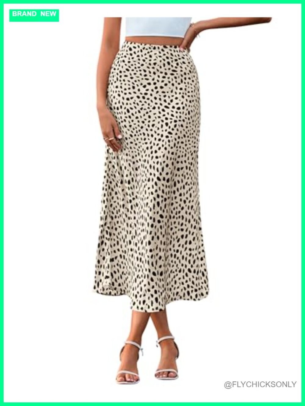 Satin Midi Skirt High Waisted A-Line Women
